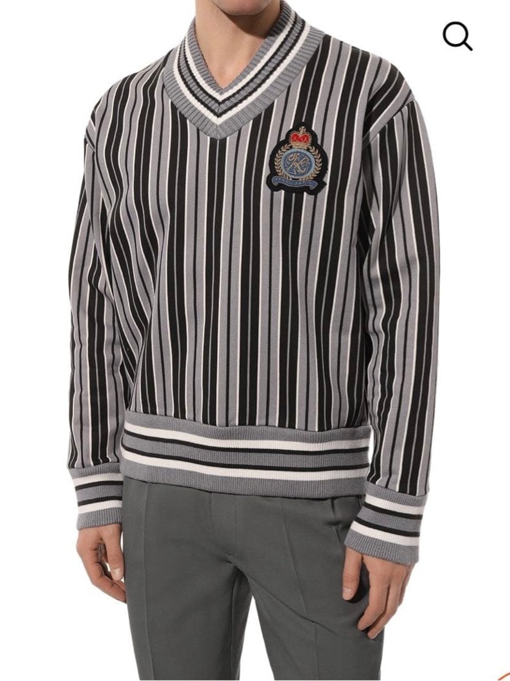 KENZO PARIS Striped logo crest V Neck sweater